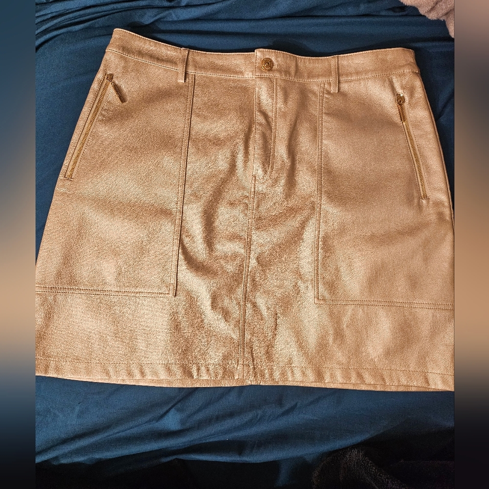 MARC NEW YORK JEANS METALLIC‎ Gold MINI HIGH-RISE SKIRT SIZE 16